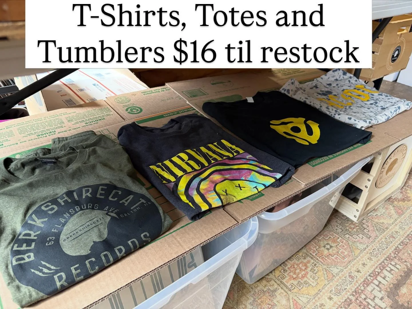 T Shirts , Totes and Tumblers $16 til restock. #teeshirt #nirvana #merch