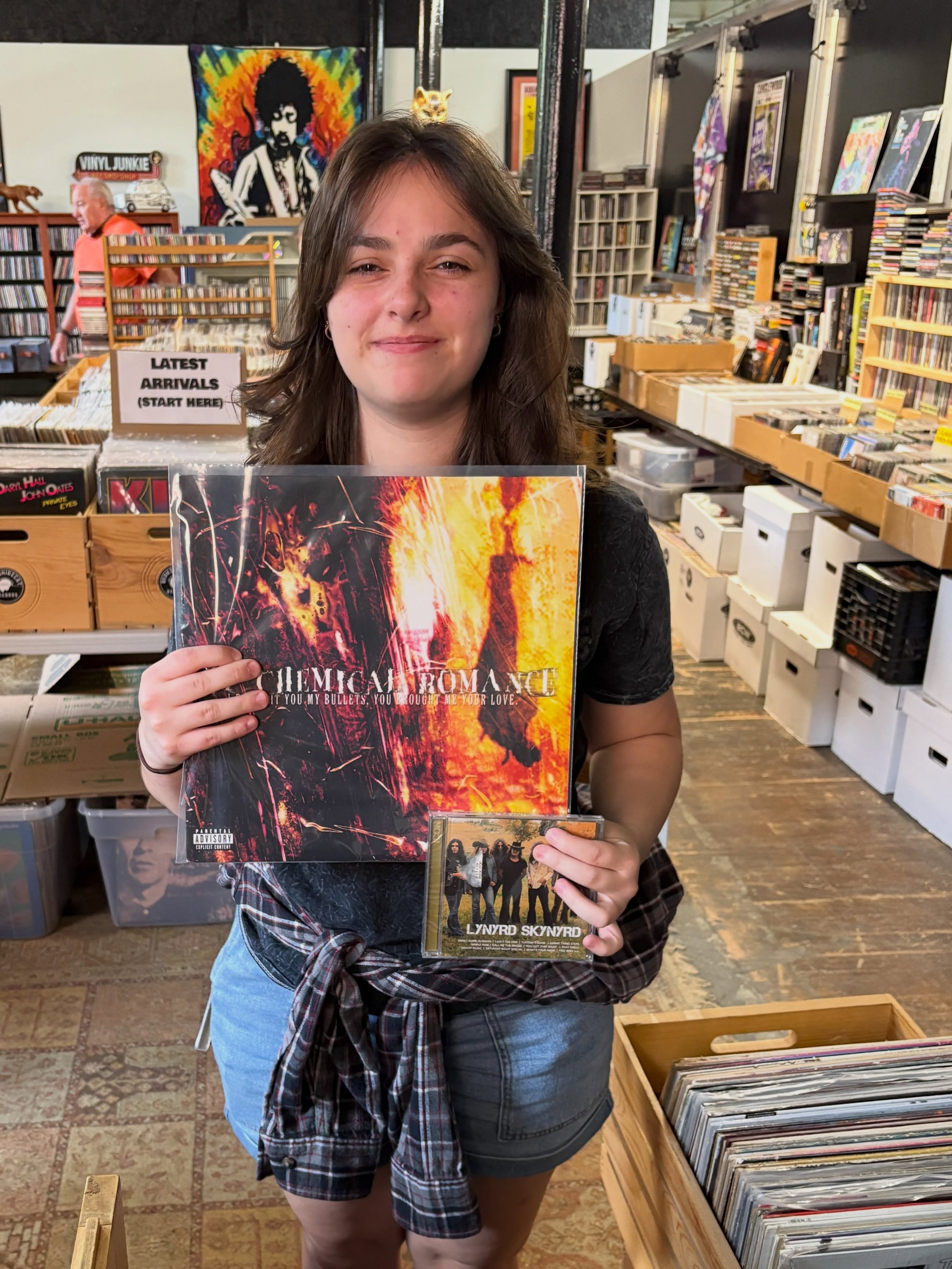 First #Vinyl Record purchase for Ava! Happy Customer today.. She also found a Lynyrd Skynyrd compilation CD- still sealed. Stop in and see what treasures you can dig up.