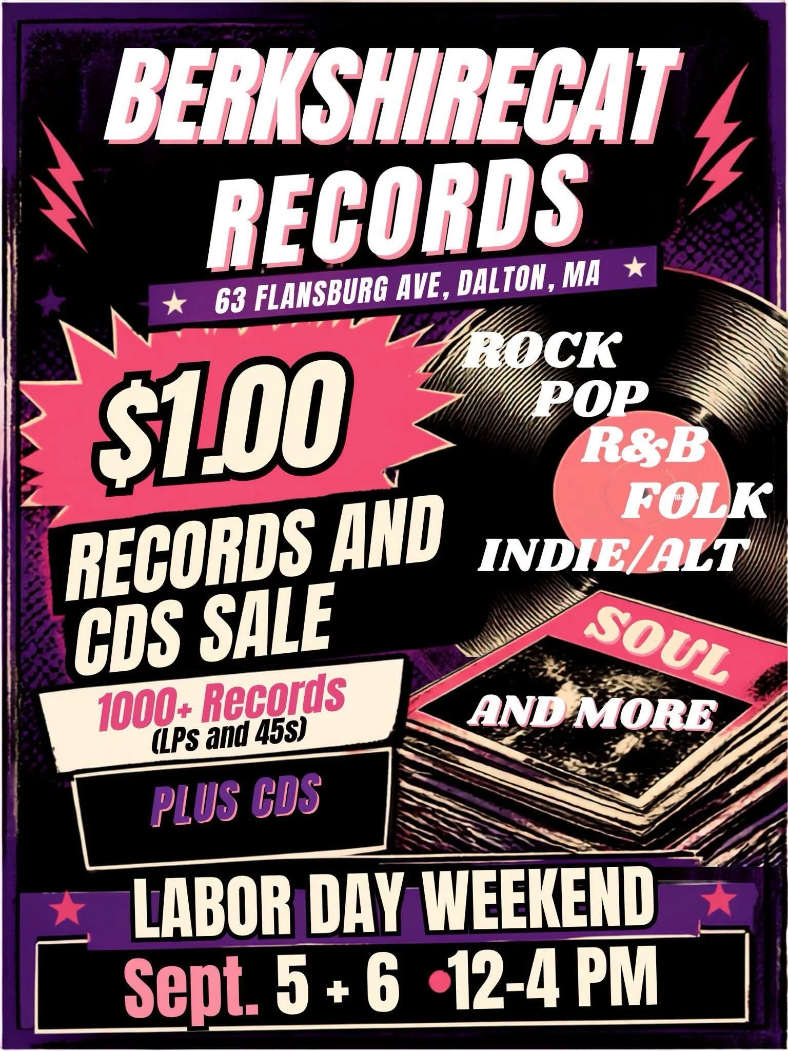 We&rsquo;re having a $1.00 End of Summer Record and CD Sale. 1000+ LPs, 45s and CDs will be $1.00 Sat Sept. 5th and Sun. Sept 6th. Also 10% off all used #vinyl and CDs all weekend. 12-4pm each day. We&rsquo;ll be open Monday as well 12-5. Come get so