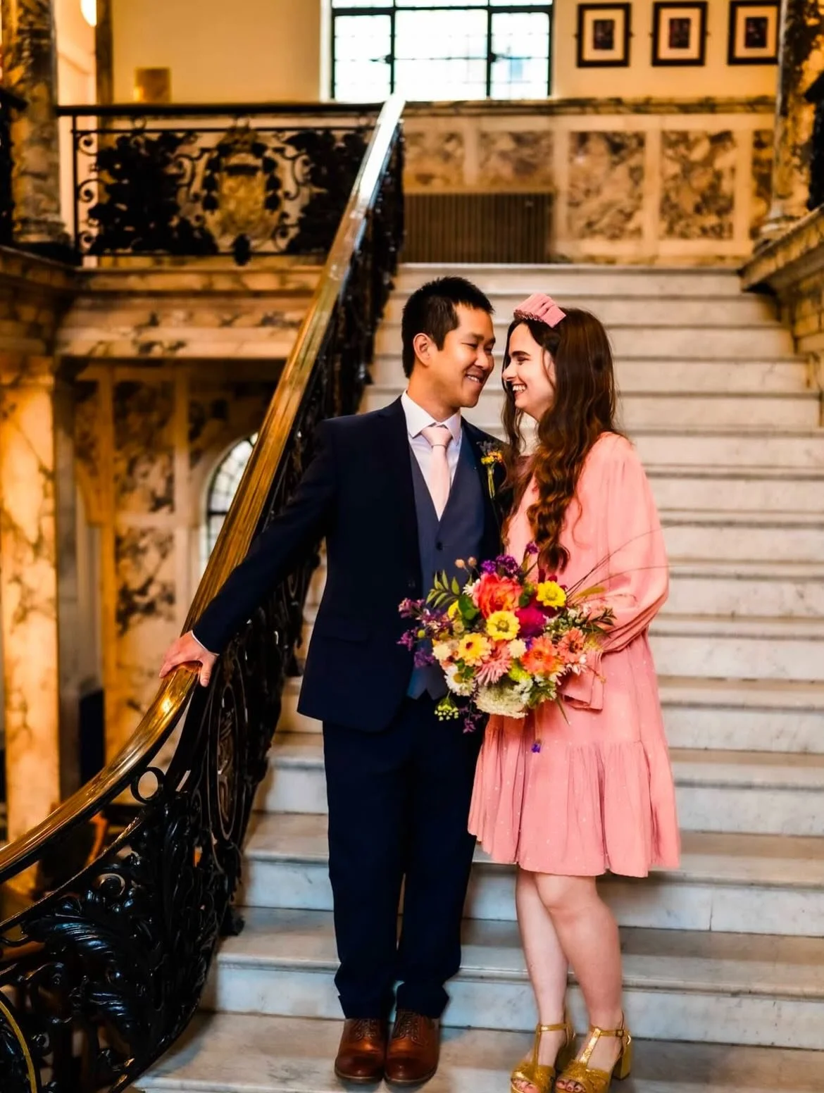 Earlier this year I had the absolute pleasure of making a wedding dress for one of my wonderful customers.

She chose this amazing pink viscose with small gold flecks, the fabric was super soft and had a lovely drape which worked so well for the dres