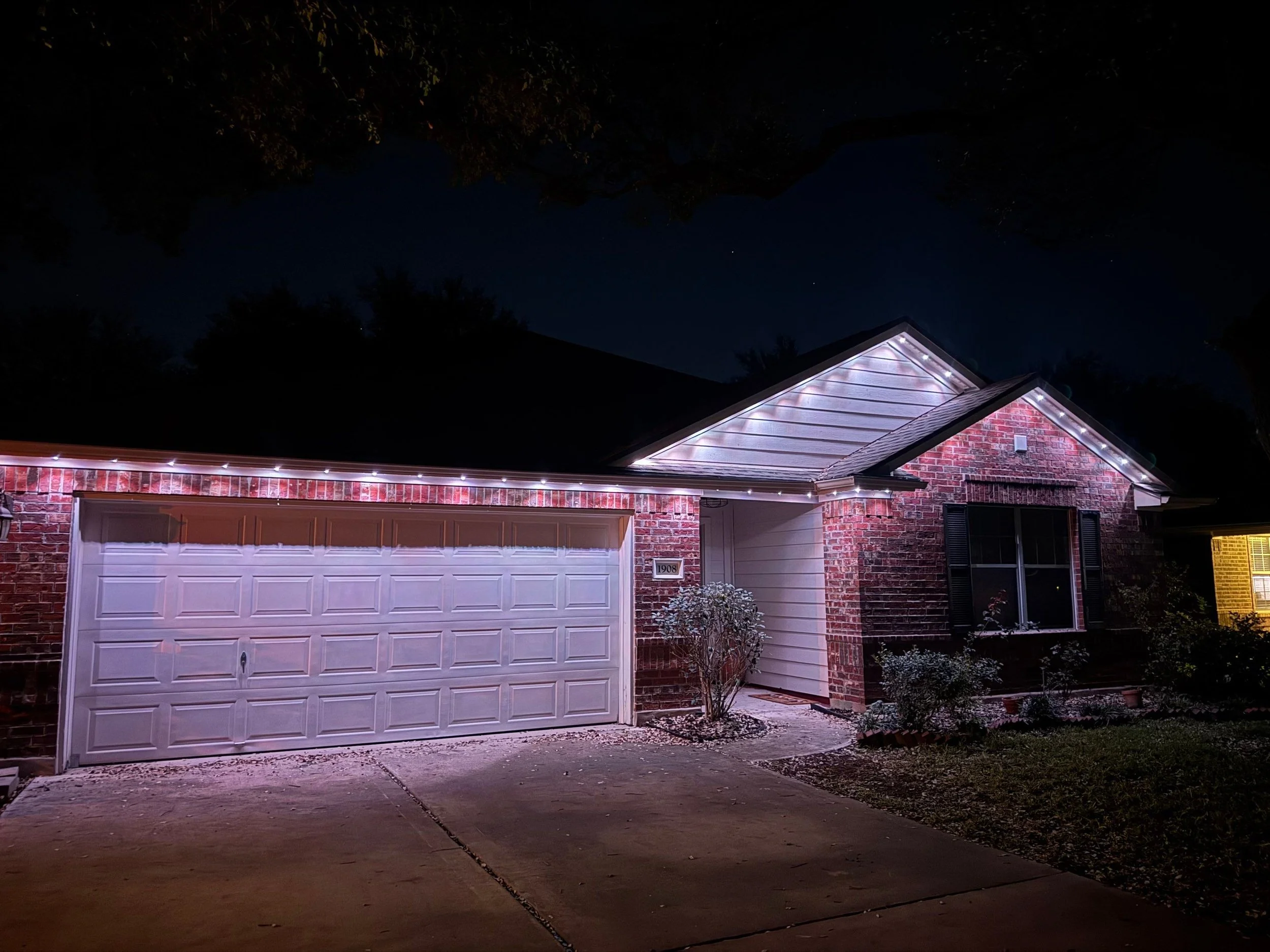 White LED Permanent Light Install from Oakwood Roofing & Construction
