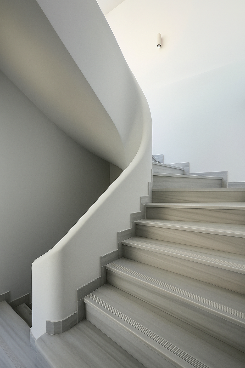 The renovation preserves the building's original marble staircase, terrazzo floors, and handcrafted ironwork, while introducing a contemporary gallery space for exhibitions and public programs.