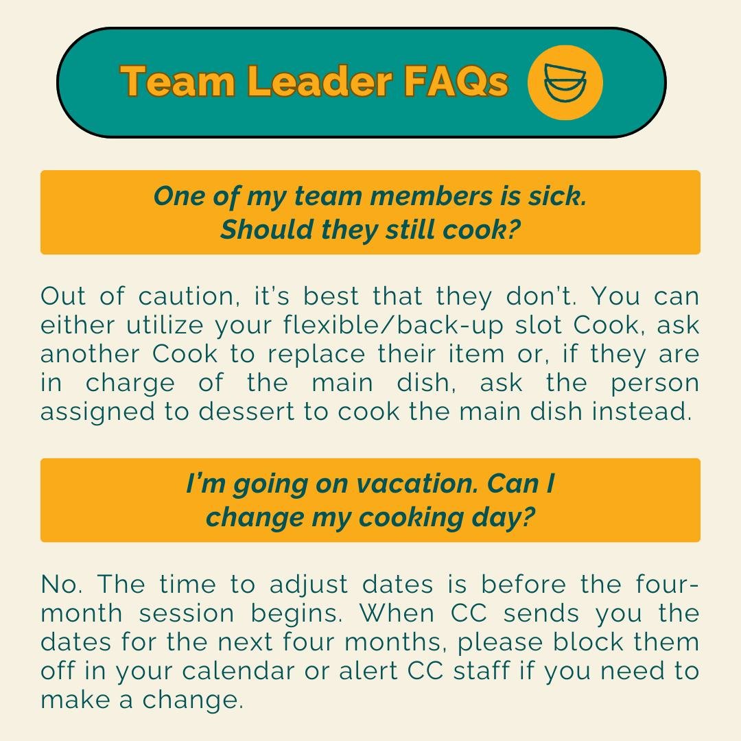 Sharing answers to a few more questions frequently asked by CC's volunteer Team Leaders. We appreciate your attention to these vital details that help our powerful engine run smoothly for the people and programs we serve. Stay tuned for more posts li