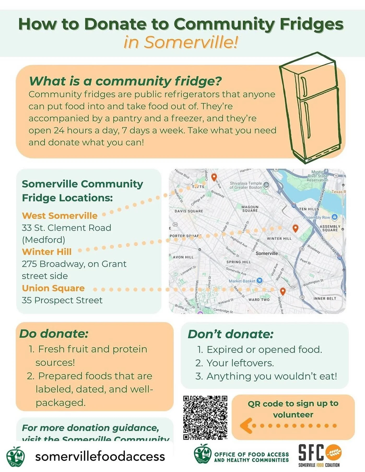 Let’s keep our community fridges full! Get @reshare_app • @somervillefoodaccess FYI! Somerville has three awesome community fridges that all are welcome to use!
