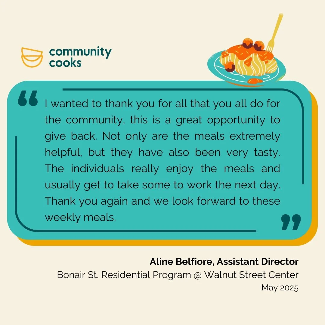 We're nearing the end of our full year of Partner Program Spotlights! Stay tuned for the final few in the coming weeks. Today, we're excited to highlight Walnut Street Center! Since 2009, Community Cooks has been supplementing the work of @walnutstre