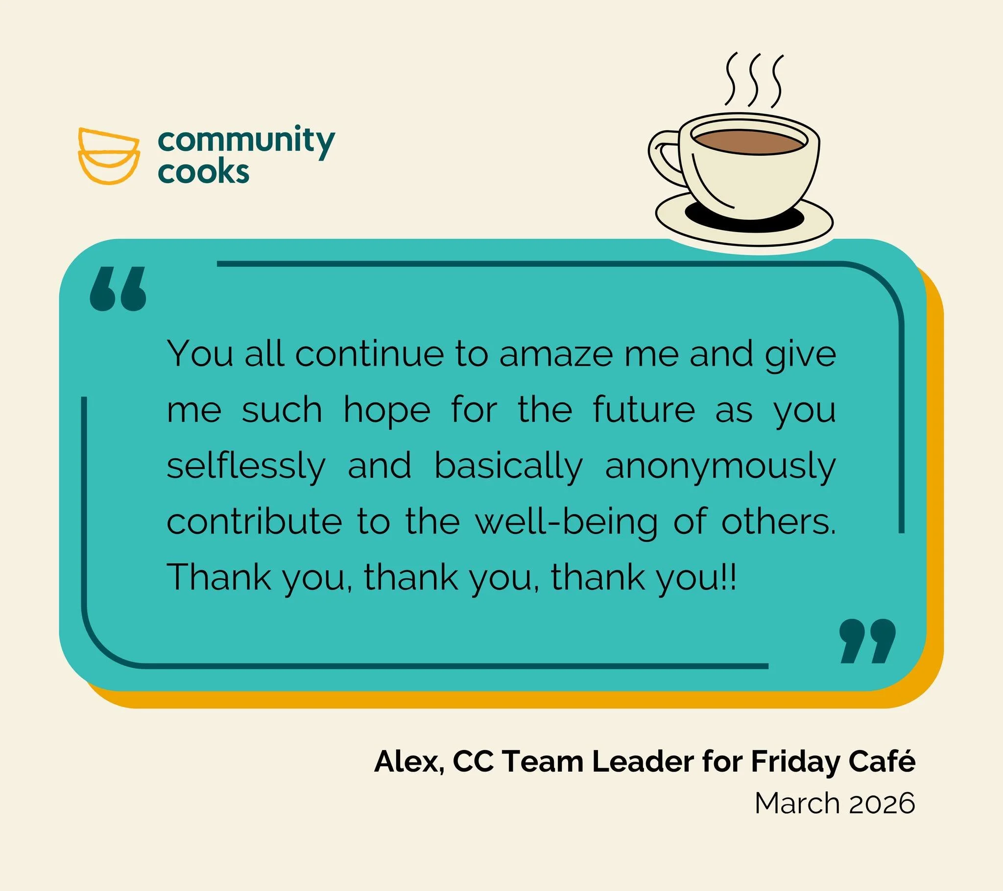 🎉 We've reached the end of our year-long partner spotlight series!! Last but definitely not least, our final feature is on Friday Caf&eacute;, a program of @firstchurchcambridge that CC has proudly supported since 2015. 

Friday Caf&eacute; is a wee