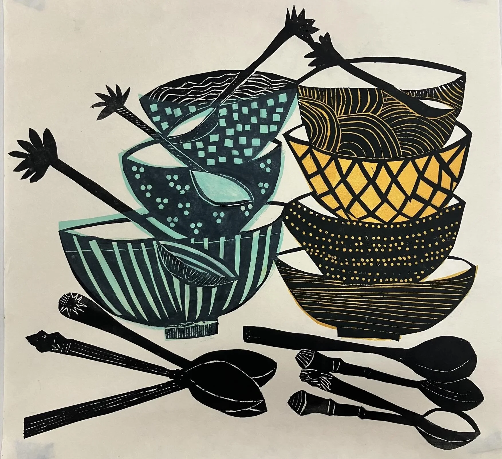 These four beautiful and unique &ldquo;Sharing Spoons&rdquo; prints by Annie Silverman - local artist and Community Cooks volunteer since 2015(!) - are available in our Gone with the Gala auction. Bid now on this perfect addition to your own gallery 
