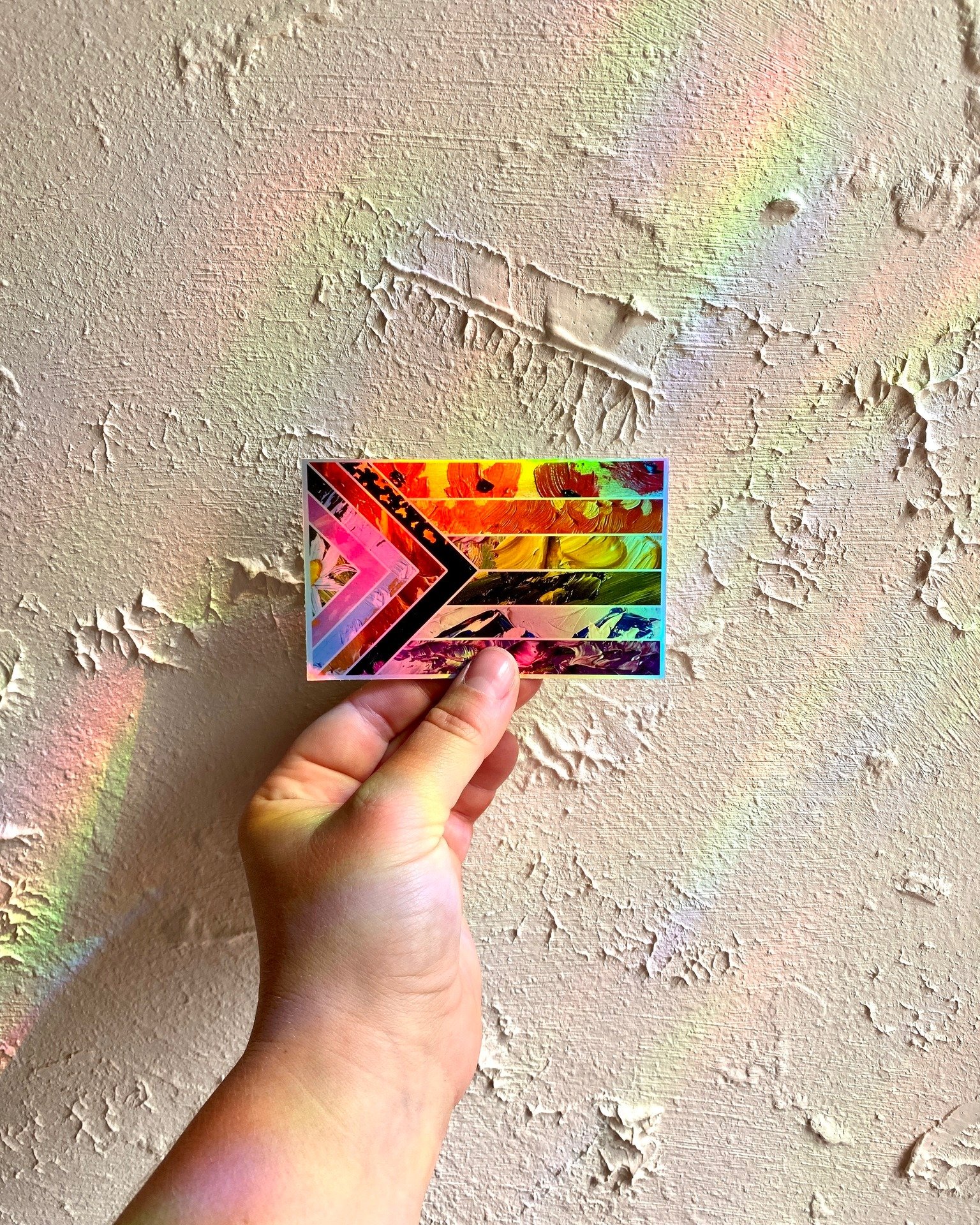 🏳️&zwj;🌈🏳️&zwj;🌈🏳️&zwj;🌈

The Pride Flag holographic stickers features detail shots from my latest paintings and their respective colours of the progressive pride flag. There are two designs, an original one I made in 2021 and an updated one in