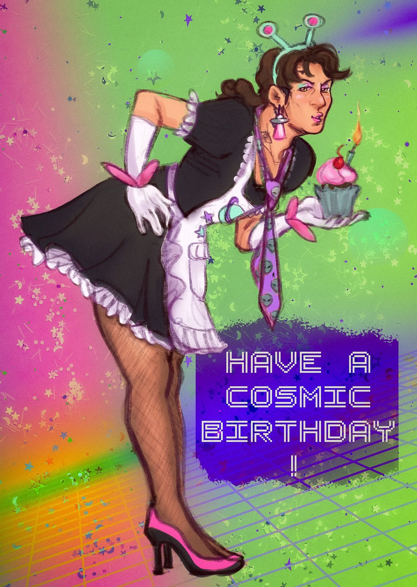 Digital drawing for greeting card, 2024.