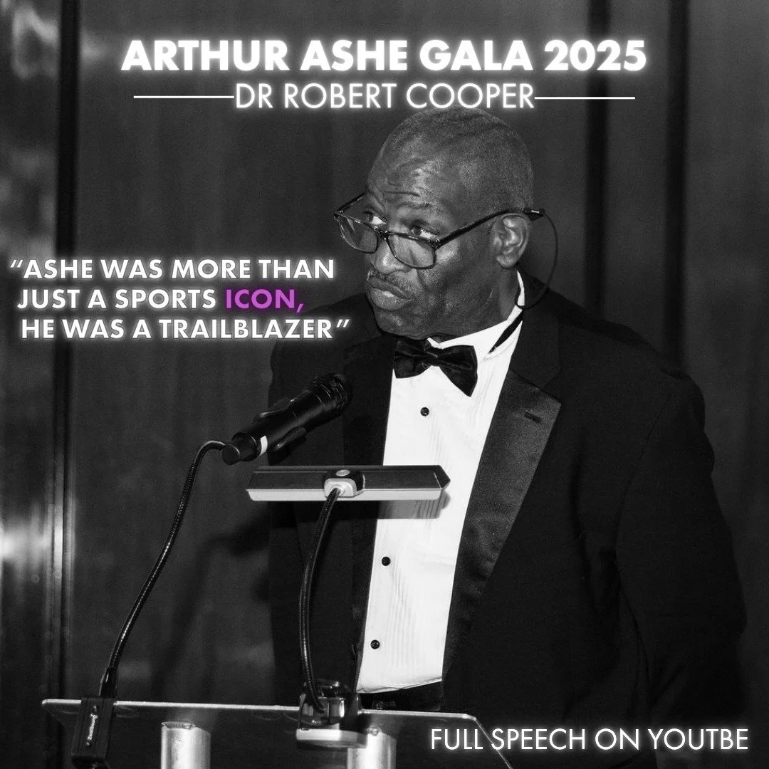Our keynote speaker at the Arthur Ashe Gala was Dr Robert Cooper, Director of the Arthur Ashe Legacy at UCLA, who spoke about Ashe&rsquo;s legacy both on and off the tennis court. To watch his full speech, follow the link in our bio. 
.
.
.
.
.
#rena