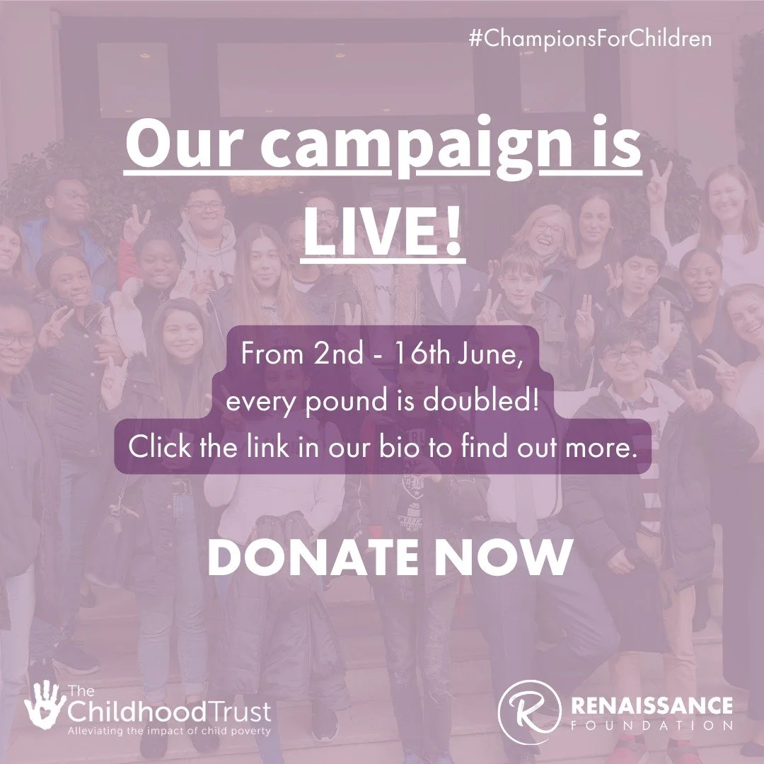 Our Summer Fundraising Campaign championed by @childhoodtrust is now ✨LIVE✨

Donate between today and 16th June and your gift will be DOUBLED, helping support our important work with young carers and young patients and allowing us to continue our ins