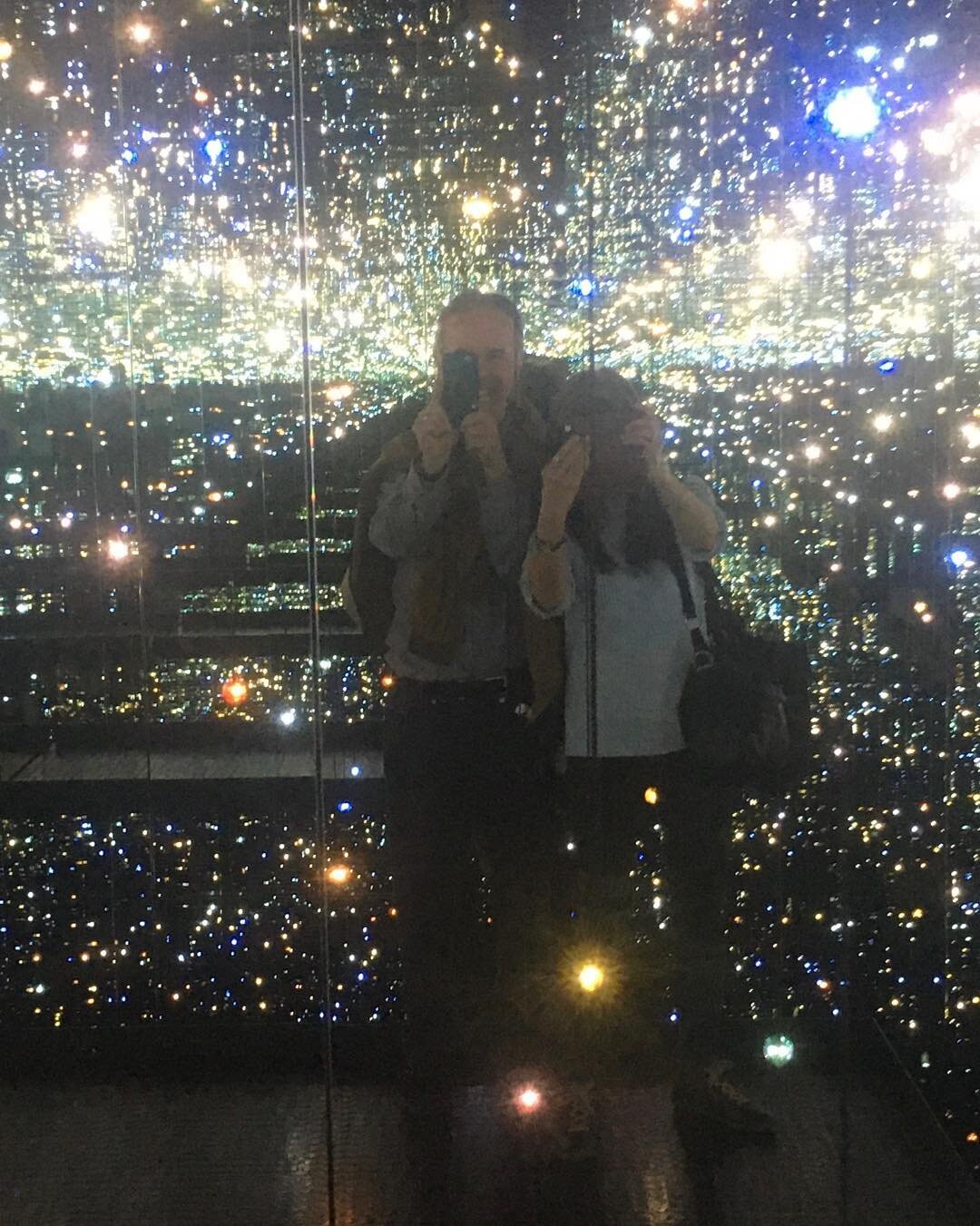 Me and my wife Wanda at the infinity mirror room at the Broad museum downtown
