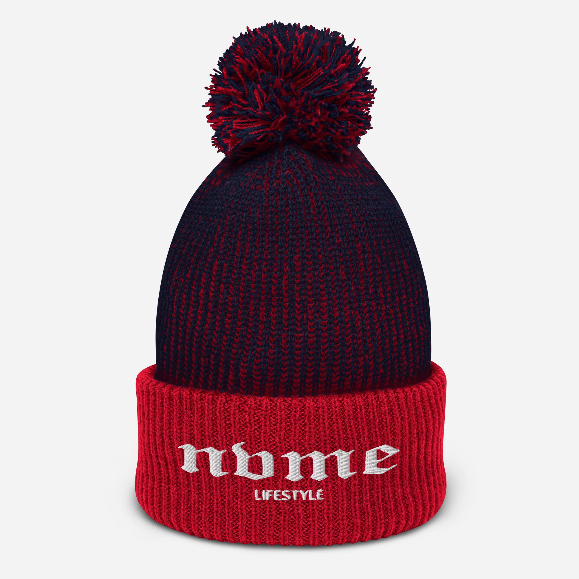 speckled-pom-pom-beanie-navy-red-front-6357789a3d1e5.jpg