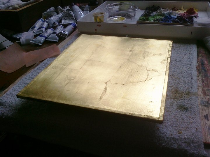  24Kt Gold Leafed Traditional Gesso Panel 10” x 8.5” 