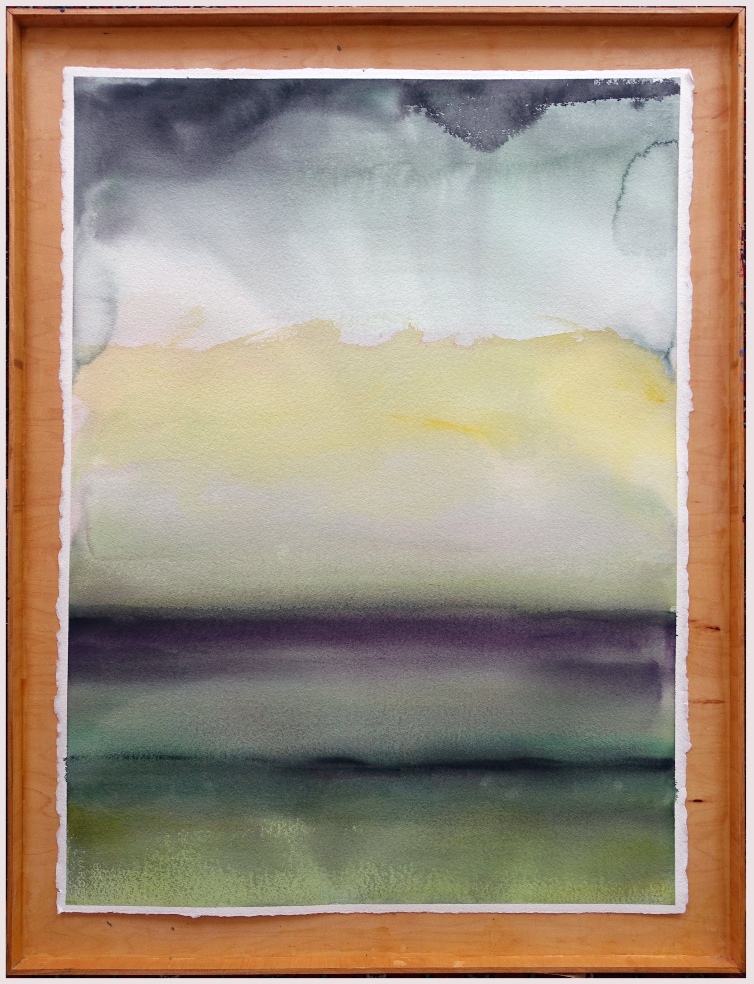  30.25” x 22.5”  watercolor on Arches 300” paper with wooden artist’s frame/box.  2023 . 