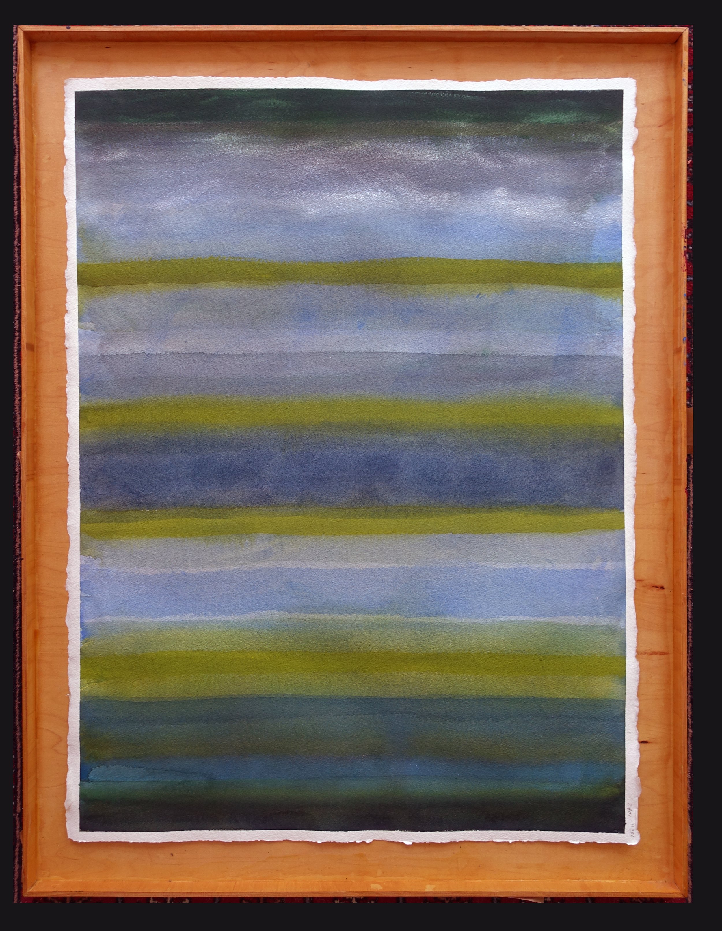  30.25” x 22.5”  watercolor on Arches 300” paper with wooden artist’s frame/box.  2023 . 