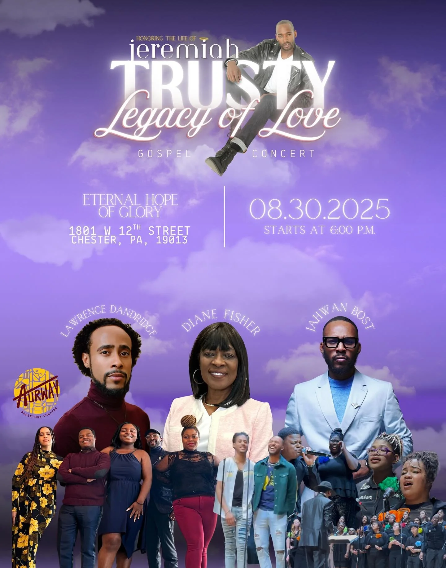 We are excited to embark on another installment of the Legacy of Love Tour! This time, we are headed to Chester, PA to raise our voices in worship to honor the life and memory of our dear friend and company member, Jeremiah Trusty.
If you’re