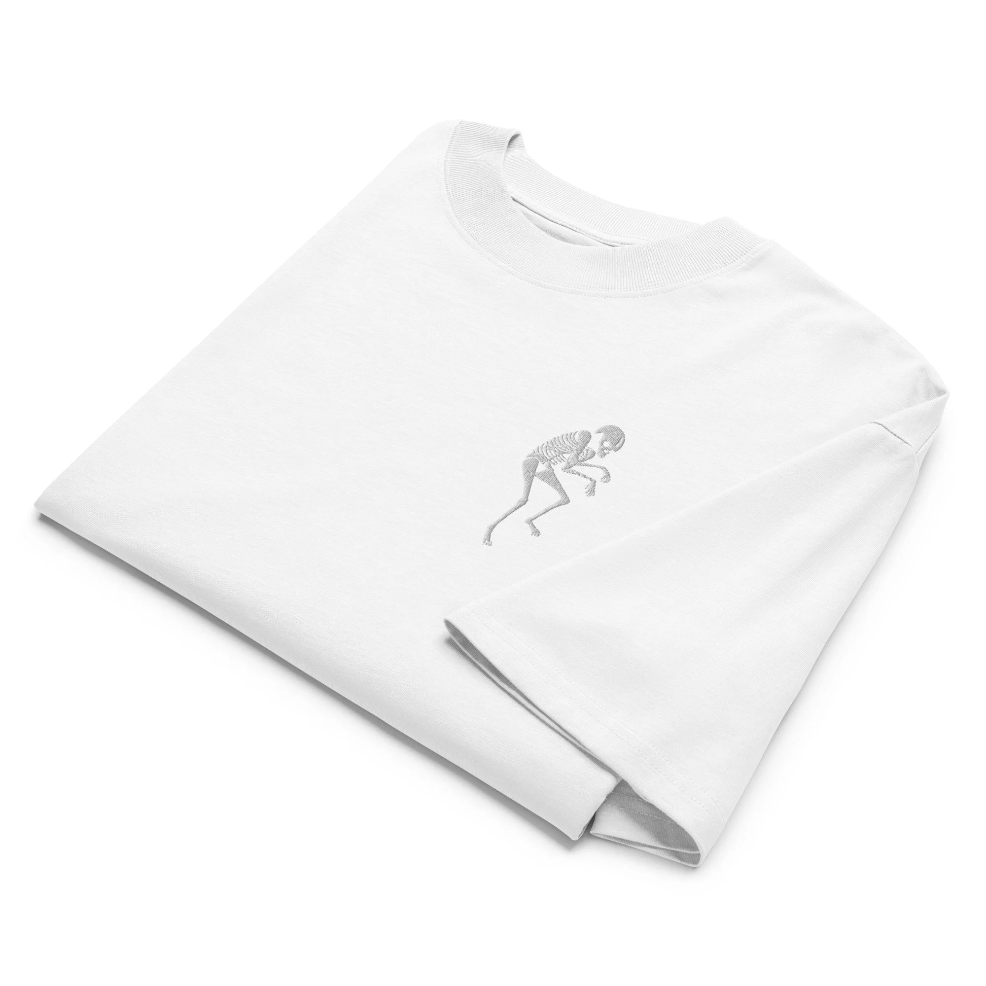 Folded White Crasch Renegade Reverse T-shirt featuring Katsukawa Shūnshō's Spirit of the Renegade Monk ukiyo-e artwork