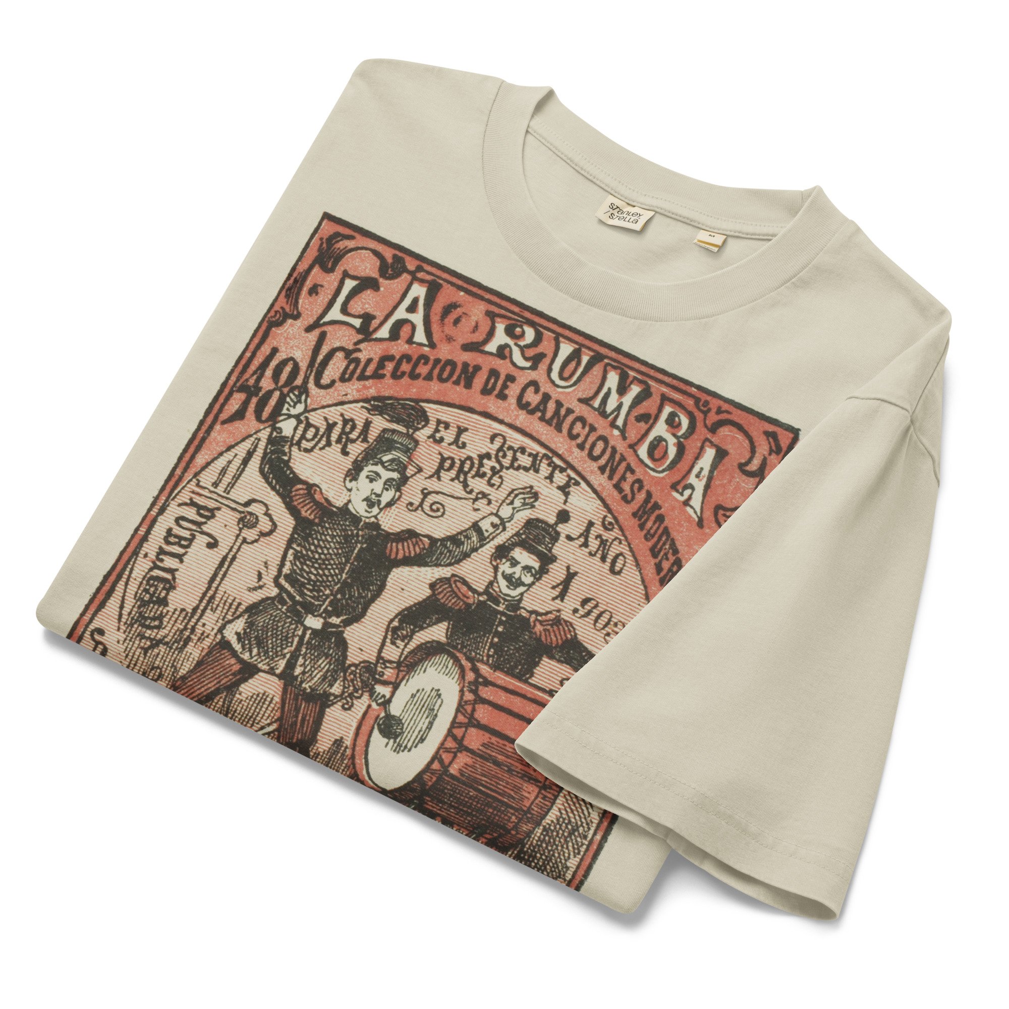 Folded Oversized Crasch T-shirt featuring vintage La Rumba sheet-music cover artwork