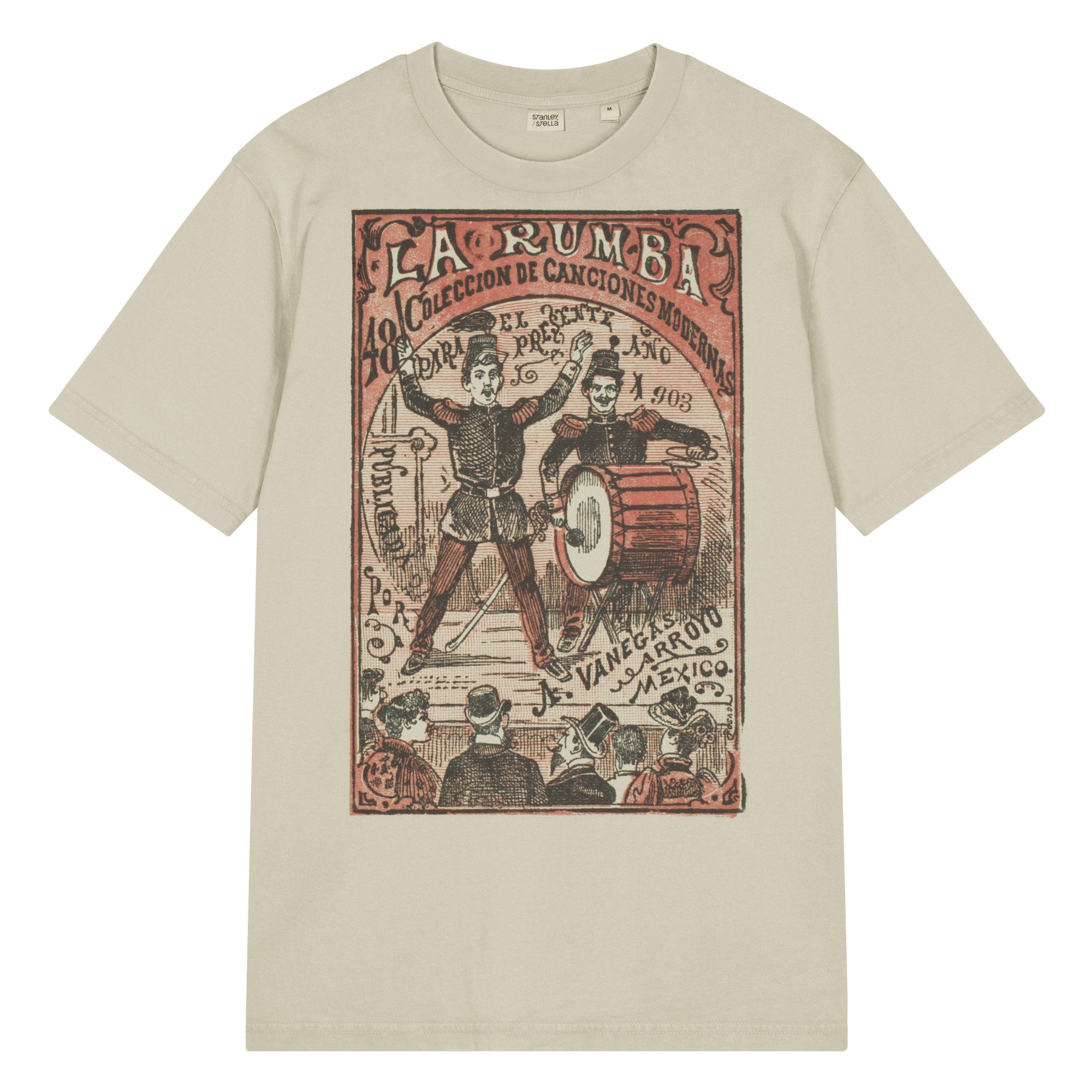 Front Oversized Crasch T-shirt featuring vintage La Rumba sheet-music cover artwork