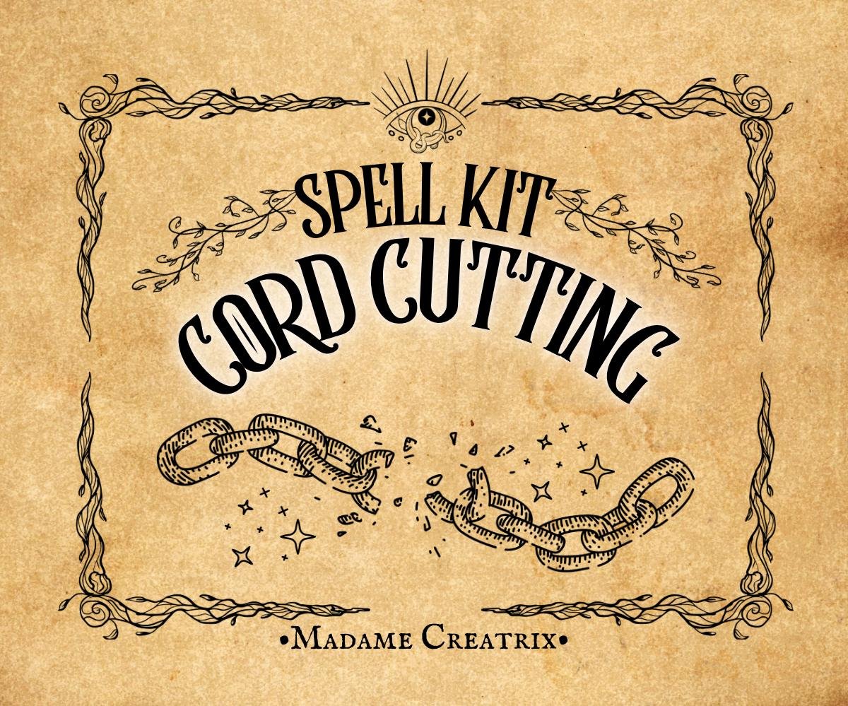 Unleash your inner power with our Cord Cutting Spell Kit. Customize your magical journey with crystals, candles, herbs, and more. All kits are Reiki-charged and moon-blessed.