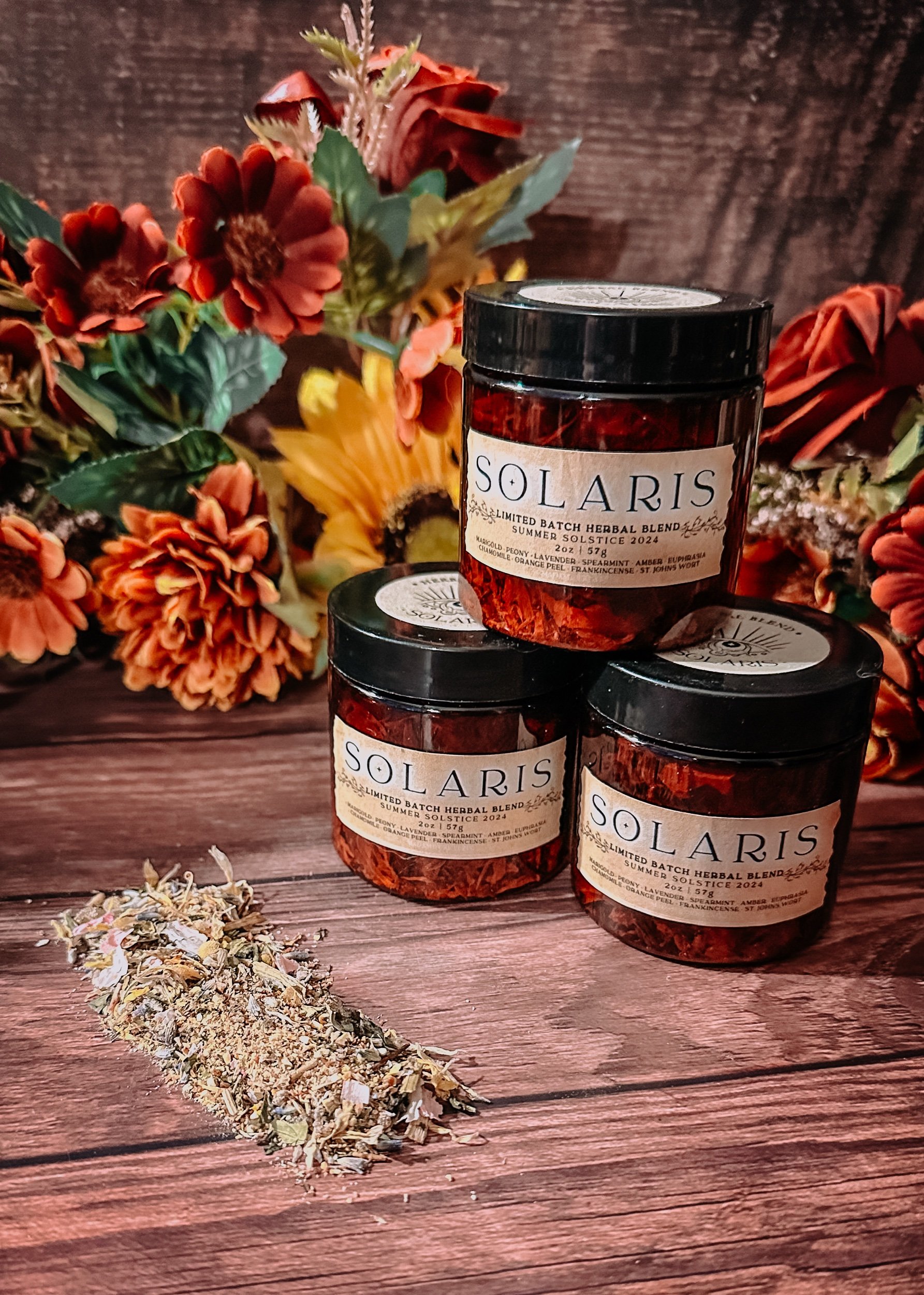 Introducing Solaris, a bespoke handcrafted herbal incense blend designed to awaken the third eye and bring light to situations clouded by darkness.