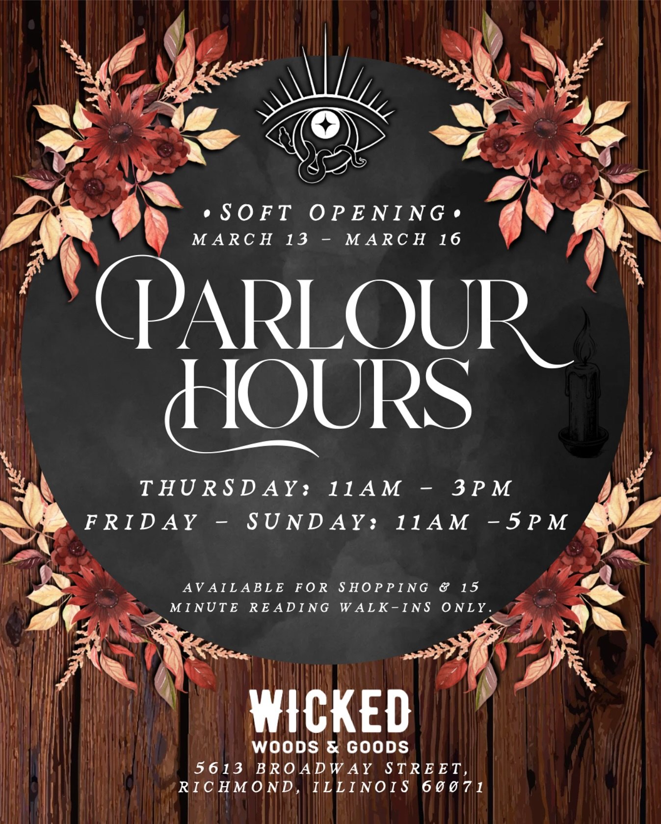 Join us this week for our soft opening! 🍀 We&rsquo;ll be available for shopping and 15-minute walk-in readings. 
&bull;&bull;&bull;
Our website will be a little wonky as we prepare to integrate the Mystic Parlour &amp; our new in-person services. Wh