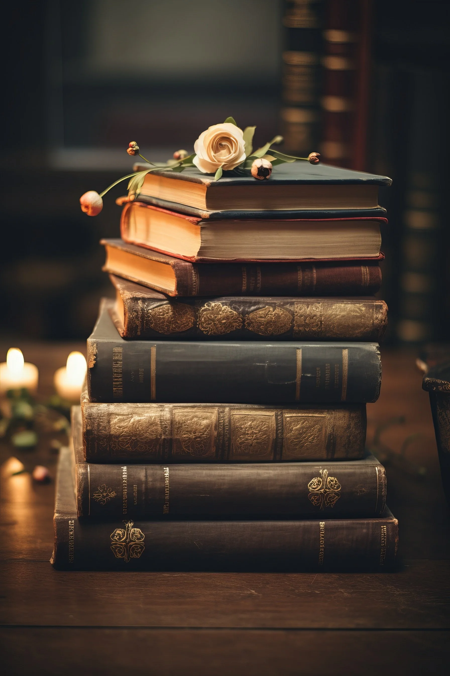 A stack of books ready to be cracked open as we embark on your Sacred Self Sorcery.