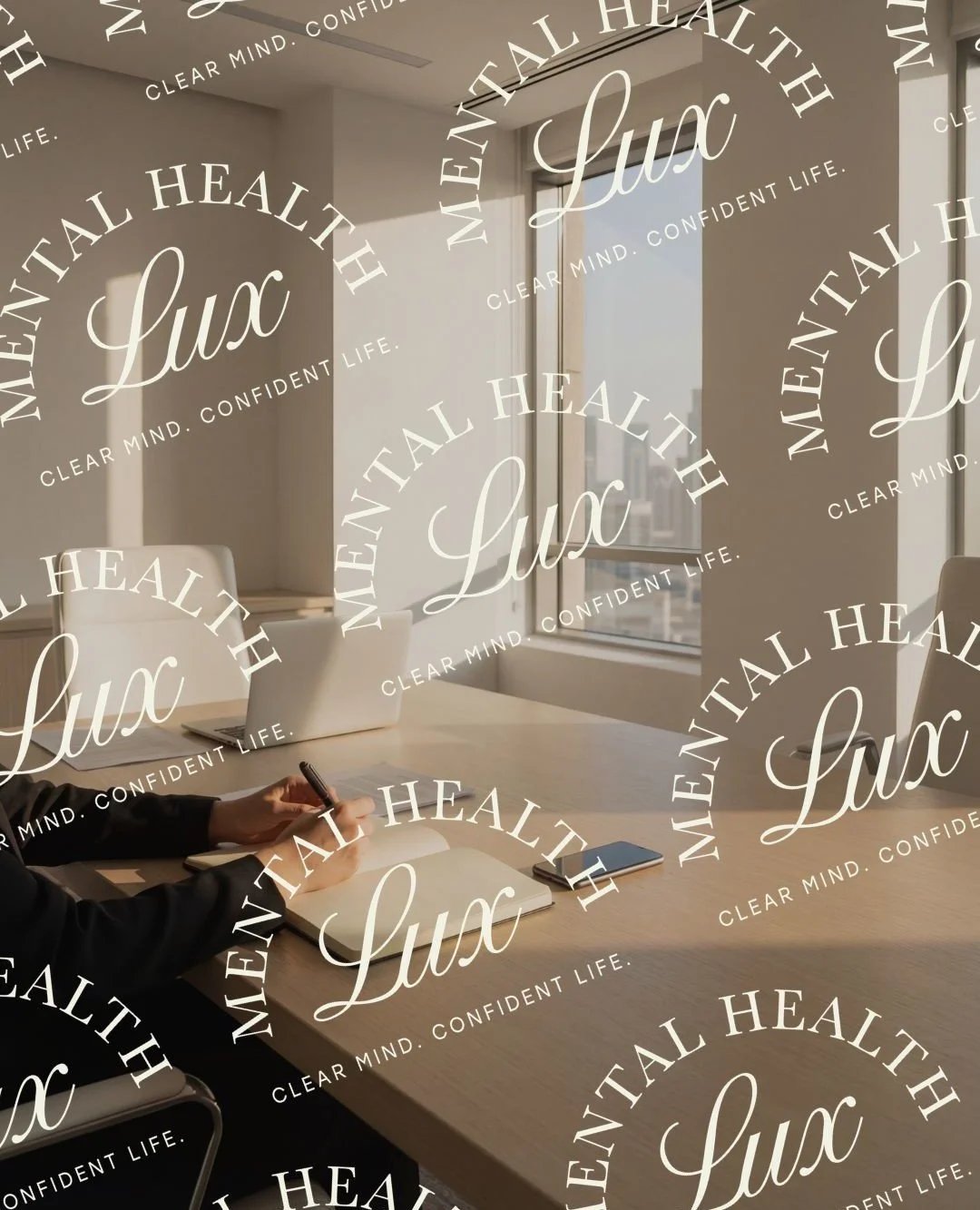 Branding built to capture calm authority and trust for a private practice owner.

A pairing of greens to represent wellness and
restoration matched with a touch of soft pink for femininity. 🌿🍵🌷

BrandWell Designs for Lux Mental Health.