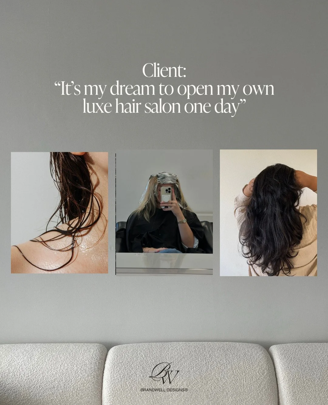 When clients follow through on chasing the dream 🥹🫶

A year and a half ago, Kayla (founder of @maven.made.hair.co) told us about her dream of opening a high-end salon for her clients.

We took her DIY logos and created a new visual identity that el