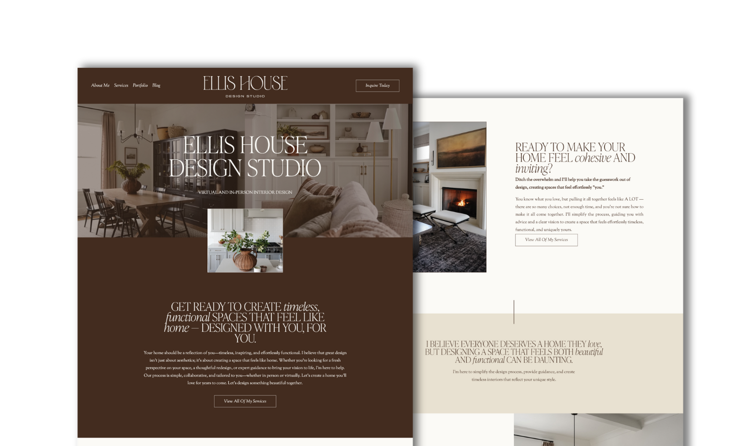 neutral toned, clean and modern squarespace website