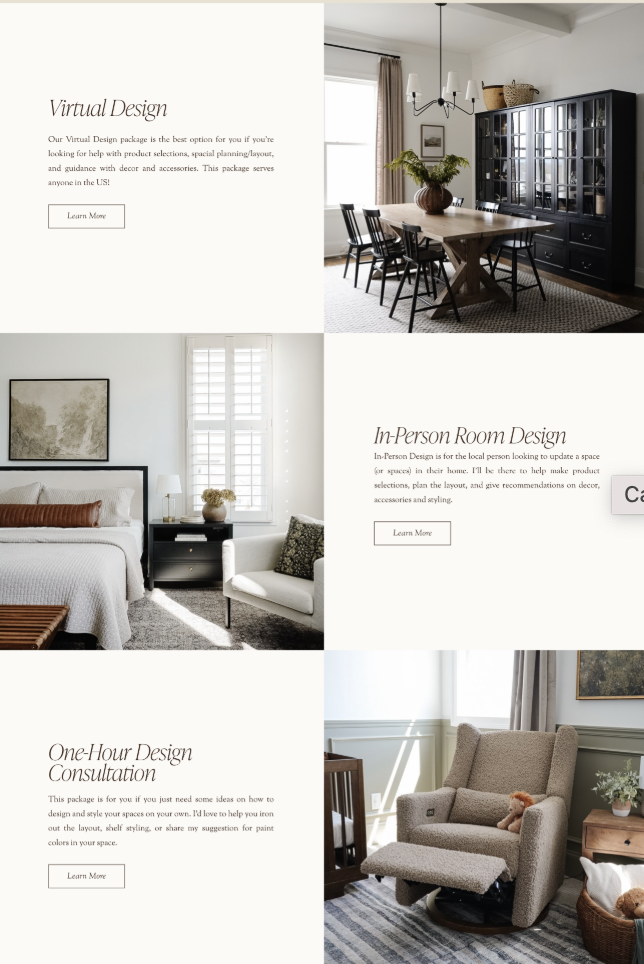 neutral toned, clean and modern squarespace website design