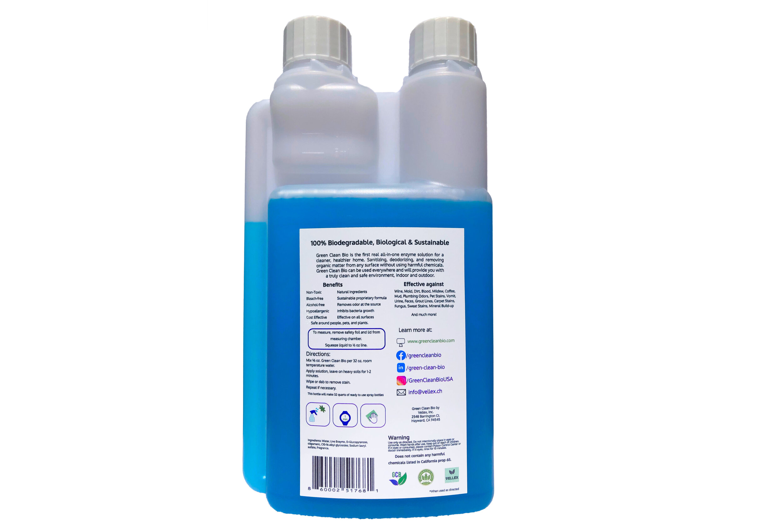 Green Clean Bio Probiotic all-purpose concentrate 16 Oz. squeeze to measure bottle. Easy to mix with water. Safe.
