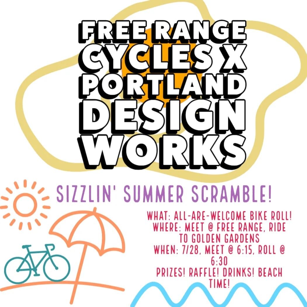 Hey, Seattle friends! Join @freerangecycles and @ridepdw next Friday, July 28th for our Free Range x PDW Sizzlin Summer Scramble Ride!&nbsp;

We're kicking things off at Free Range at 6:15pm, rolling out at 6:30 on 7/28.

Raffle deets: This raffle wi