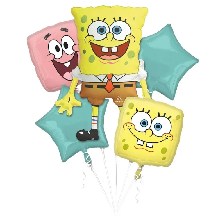 5 Piece SpongeBob Mylar Balloon Bouquet