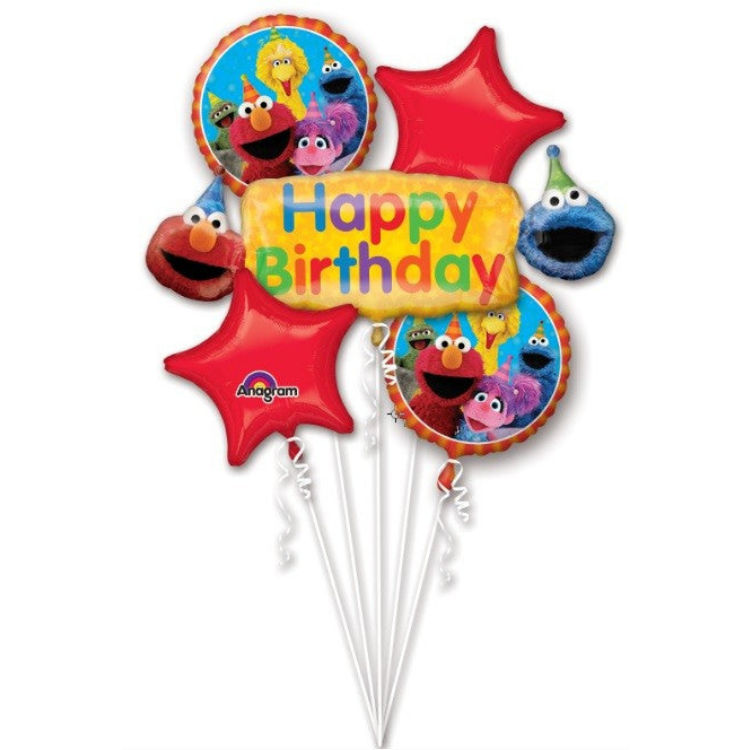 5 Piece Sesame Street Mylar Balloon Bouquet