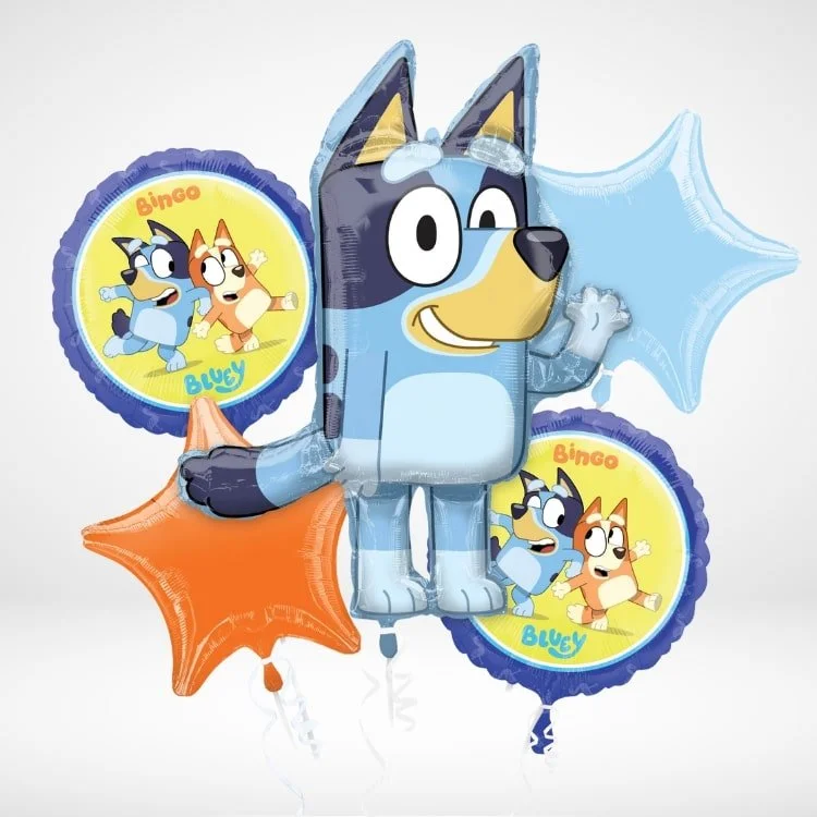 5 Piece Bluey Mylar Balloon Bouquet