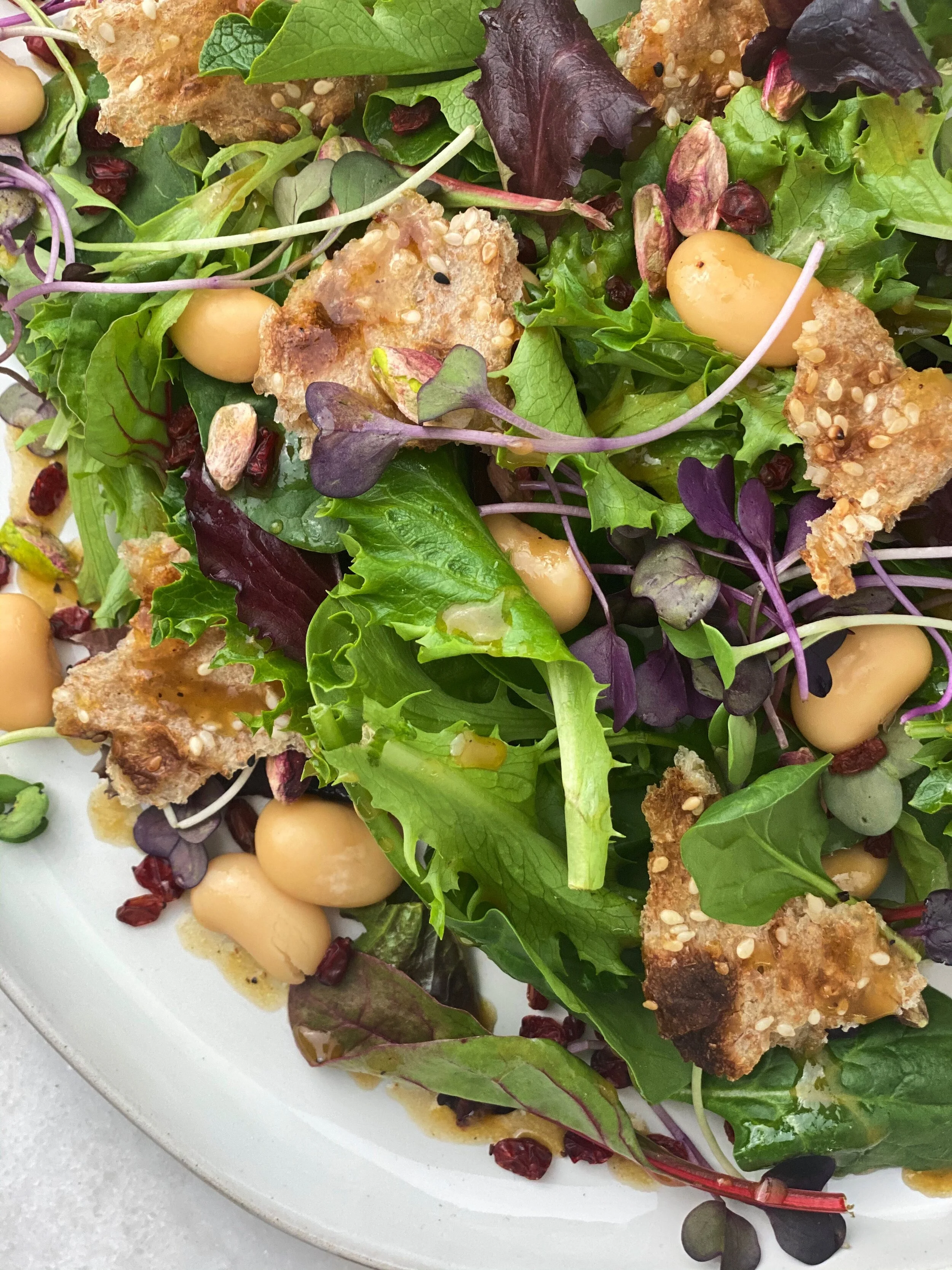 Mixed Greens with Flatbread Croutons and Aged Balsamic Vinaigrette