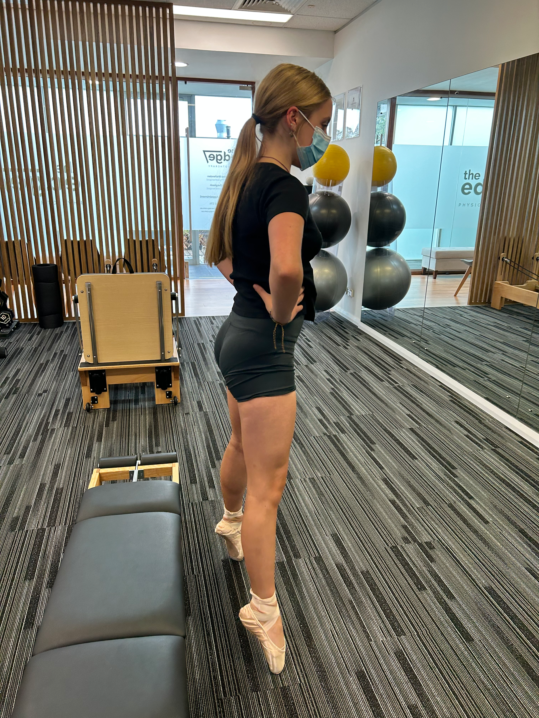 Sam enjoys assessing dancers in their pointe shoes