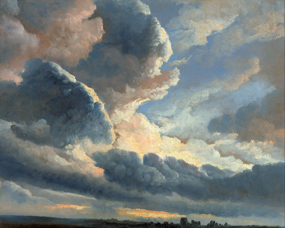 Simon Alexandre-Clement Denis - Study of Clouds with a Sunset near Rome
