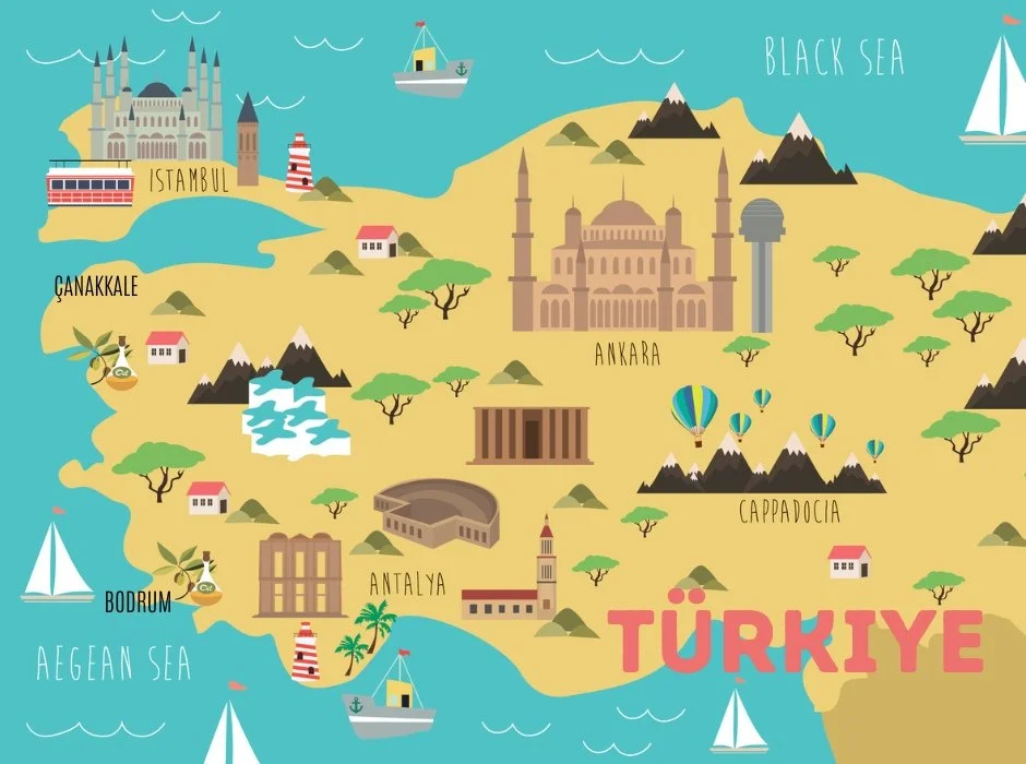 Tourist map of turkey with cities 60 photos - Cappadociaconcepttour.com