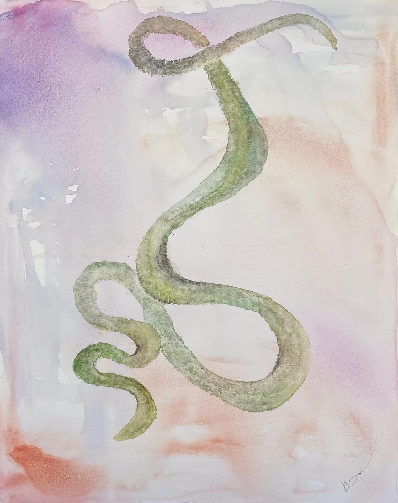 "She lives here", 2024, Watercolor on canvas, 24x30 in