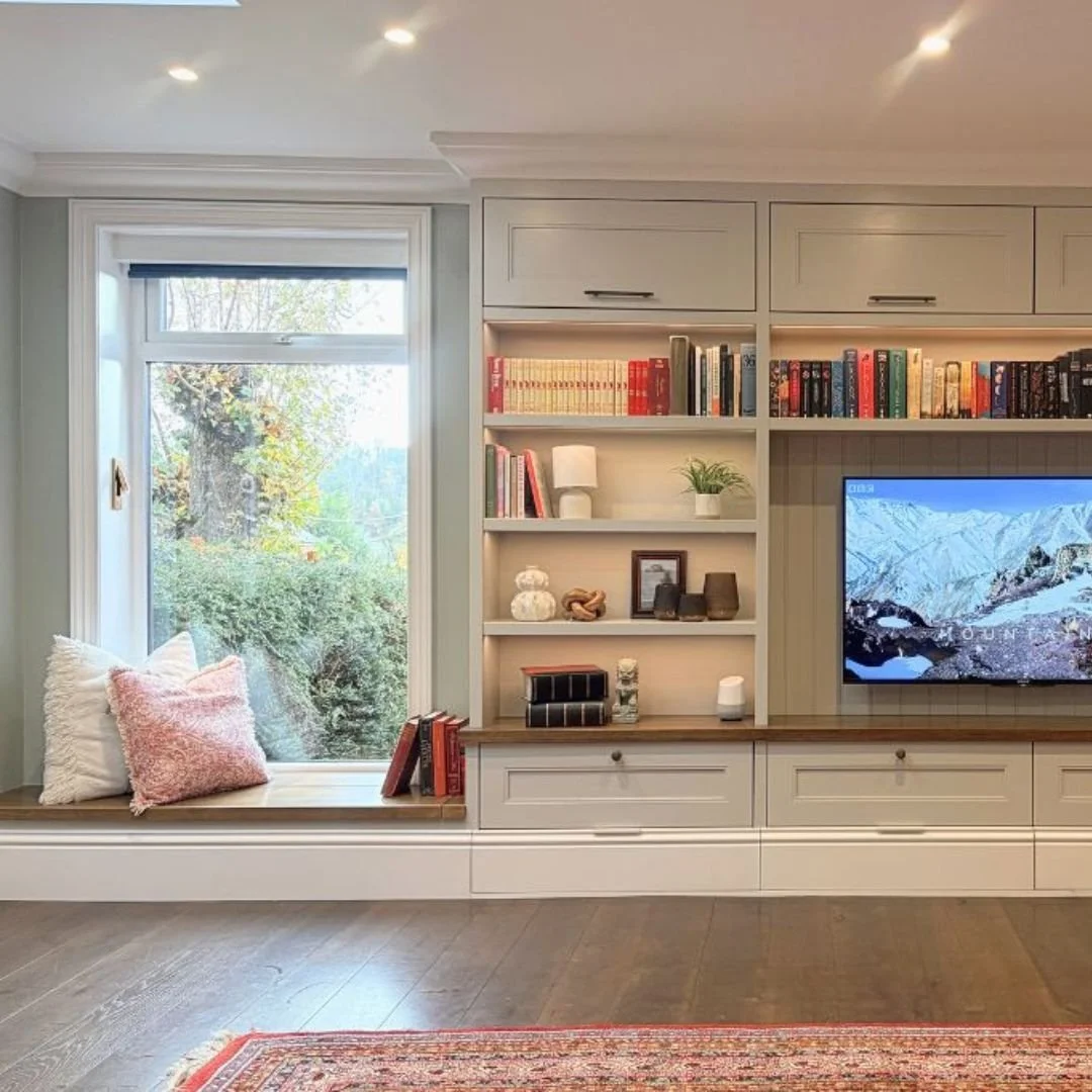 When we design a piece of joinery, we ensure it works really hard. This fitted bookcase has secret child-level skirting drawers, and a storage area under the window seat.

#FullProjectManagement #InteriorArchitecture #HospitalityRenovation #DesignLed
