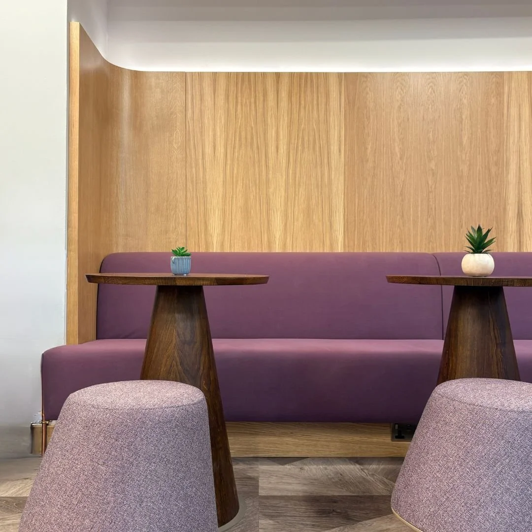 We work very closely with our network of joiners, suppliers and furniture dealers to deliver the perfect solution for our clients in commercial spaces.

This kitchen nook at Ageas creates a place to pause, catch up with colleagues and have a quiet lu