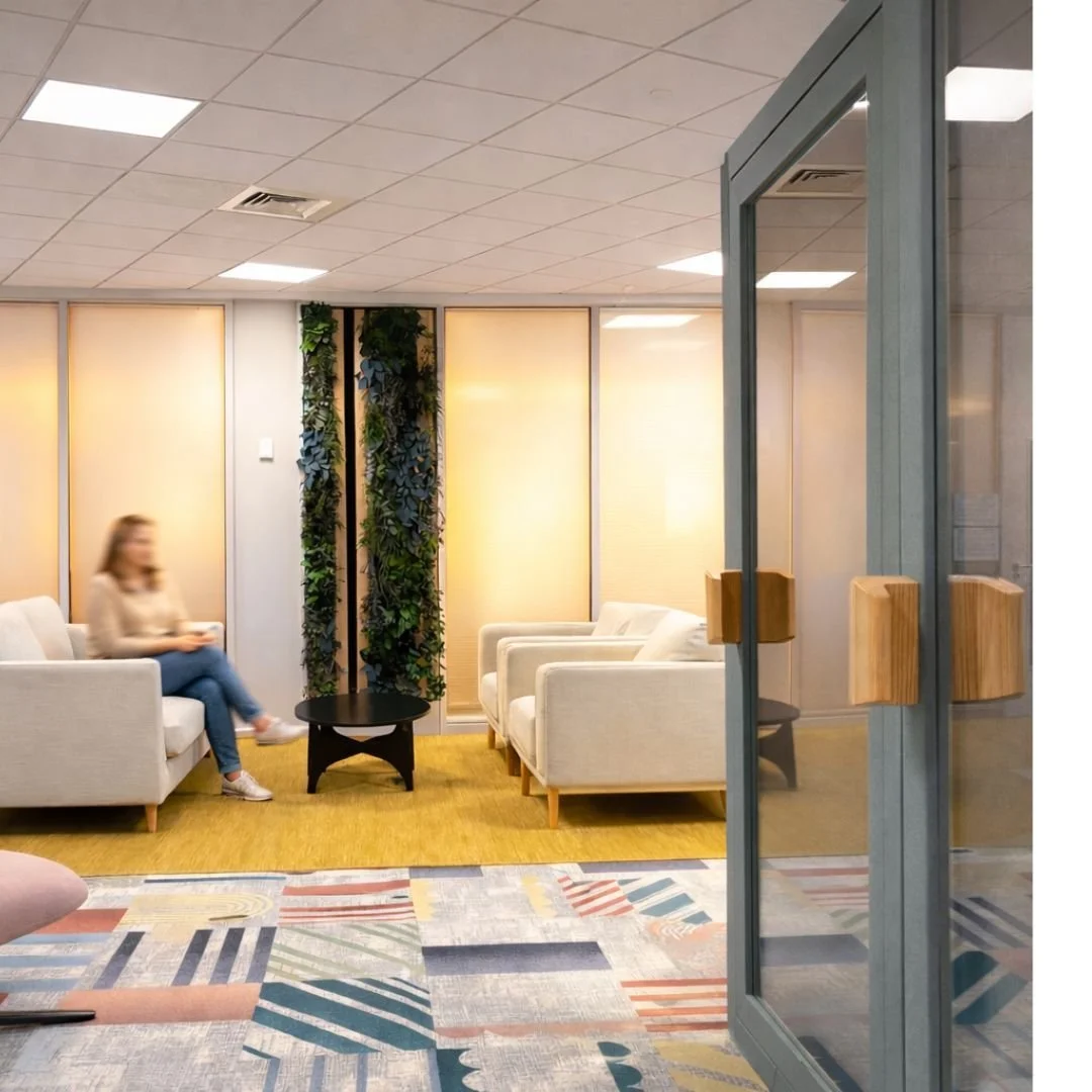 Can you believe the transformation - swipe to see the before photos!

What a difference colour, lighting and acoustics made to this fabulous International HQ office for Lumina Learning