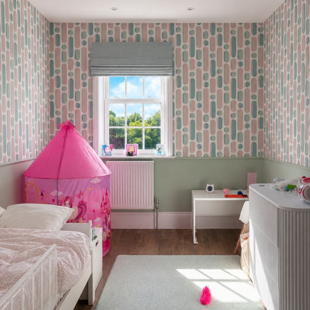 Children&rsquo;s rooms have to leave space for the children themselves &mdash; and that usually means accepting that brightly coloured toys, plastic and a few very definite opinions are going to become part of the scheme!

Here, the patterned wallpap