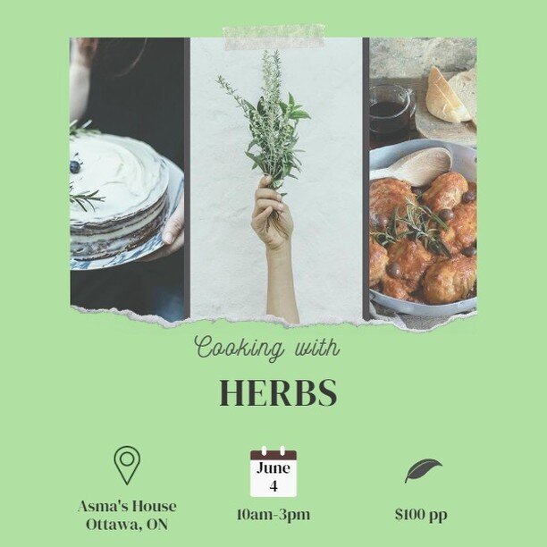 Spring is here and Herbs are in abundance🌱🪴🌿
Come join me in a NEW Cooking Experience using Aromatic HERBS.🪴

We will cook a 3-course meal: 
🪴Persian Herb Rice (Sabzi Polo)
🪴Italian Hunter's Chicken (Pollo alla Cacciatora)
🪴Rosemary Olive Oil 