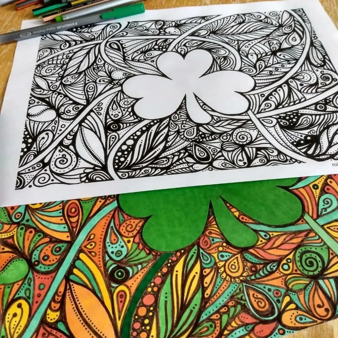 Shamrock printable colouring page