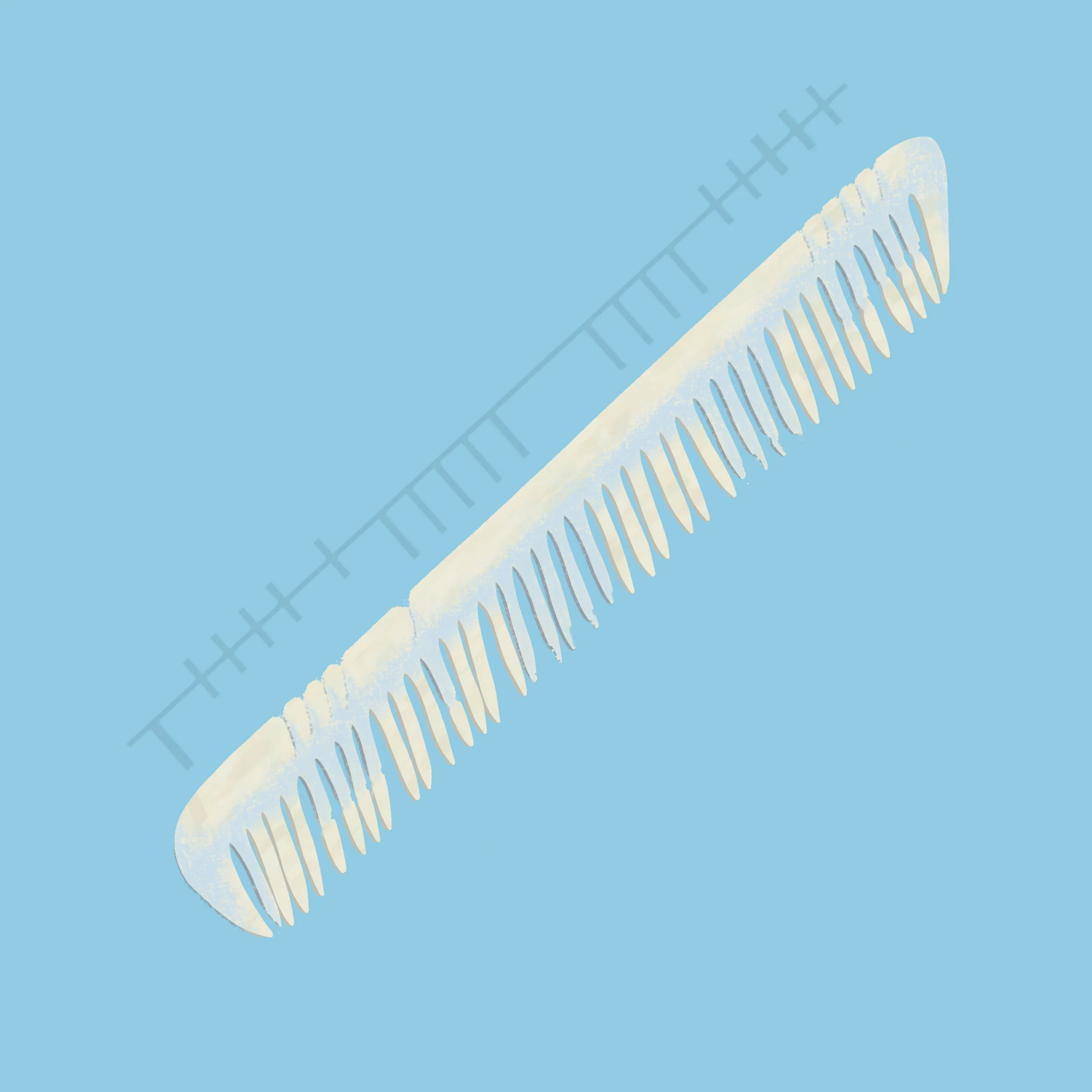 Illustration of an early bone comb with ogham script, the inspiration behind the bean sí comb Irish folklore artwork