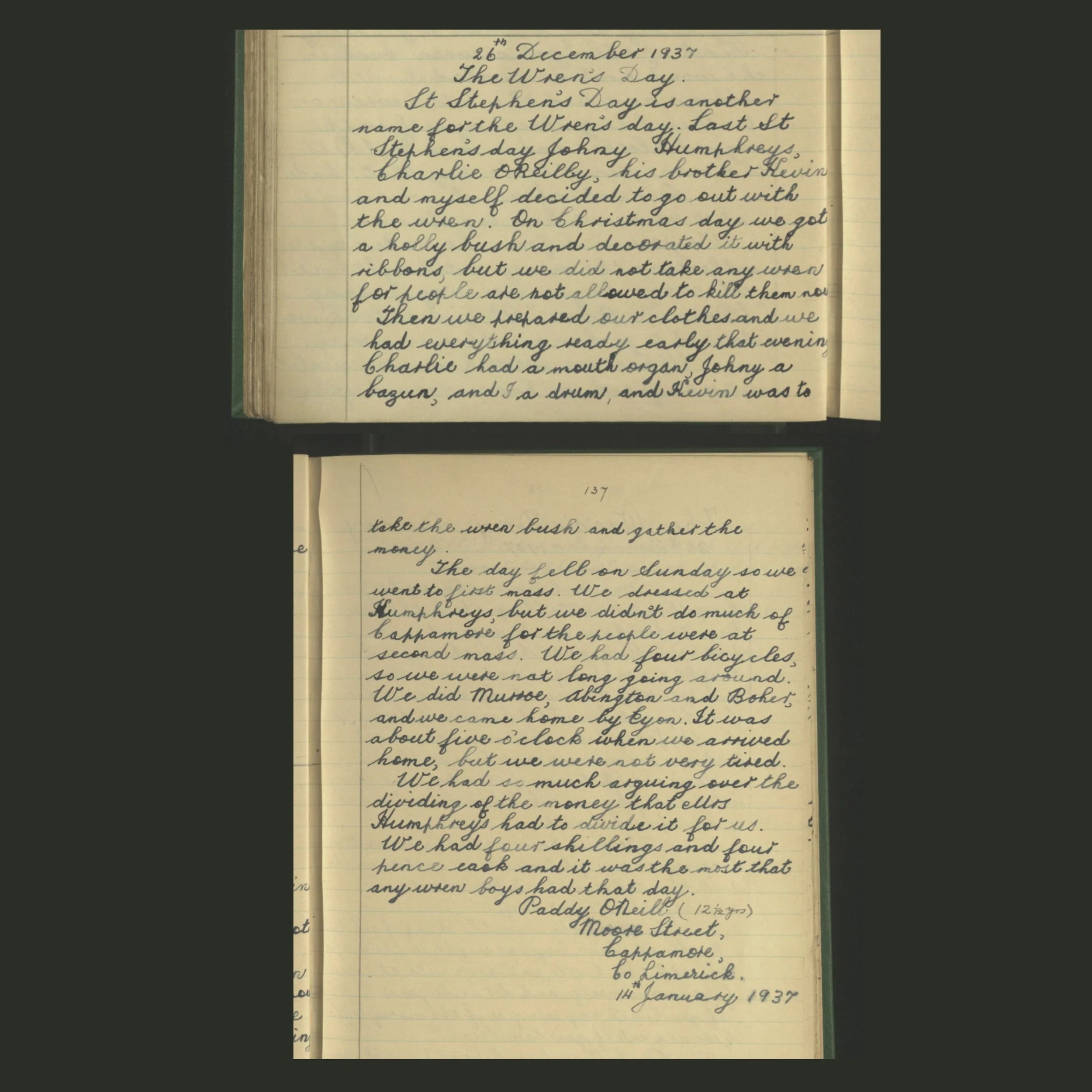 1937 Dúchas Schools' Collection account of Wren Day customs, County Limerick